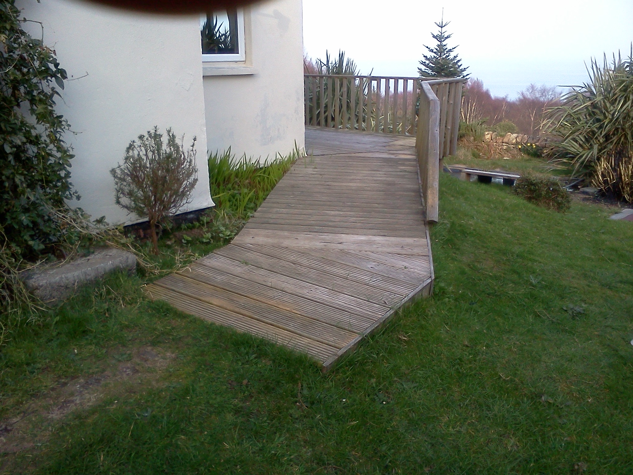 Decking ramp leading to front of Merlin House